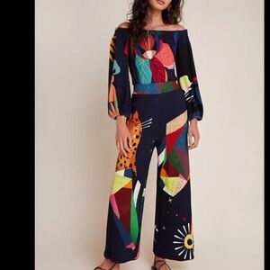 Farm Rio for Anthropology Francesca Women’s Romper Navy Abstract Print Jumpsuit